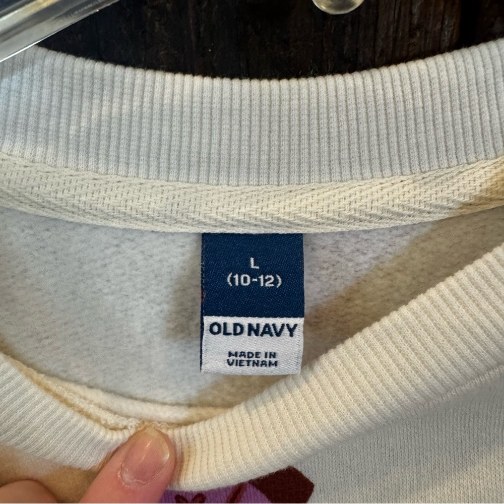 Old Navy Cream Sweatshirt with Pink and Brown Details - Picture 4 of 4